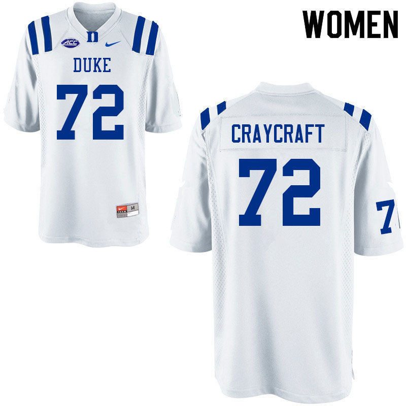 Women #72 Matt Craycraft Duke Blue Devils College Football Jerseys Sale-White